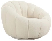 Kare Design Peppo Bloom Ronde Fauteuil Draaibaar Wit Boucle