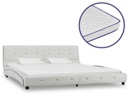 vidaXL Bed met traagschuim matras kunstleer wit 180x200 cm