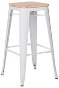 Lix 75cm Hoge Kruk In Staal En Hout Wit & Natuurlijk Hout - Sklum
