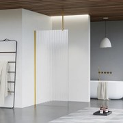 Fortifura Galeria inloopdouche - 70x200cm - ribbelglas - plafondarm - Geborsteld Messing PVD (Goud) SW797949/SW797910/SW804543