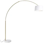 Booglamp messing met wit stoffen kap wit 50 cm - XXL Modern E27 Binnenverlichting Lamp