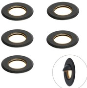 Set van 5 moderne inbouwspot zwart incl. LED IP67 - Linsey