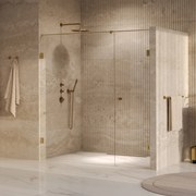 Brauer Void Carving profielloze nisdeur 190cm met draaideur 70cm aan muur messing geborsteld PVD