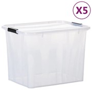 vidaXL Opbergboxen 5 st met deksels 55 L transparant