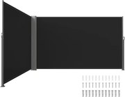 VEVOR Patio Windscherm 180 x 600 cm Zwart Rolgordijn Zijluifel Uitschuifbaar voor Privé of Commercieel Gebruik