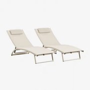 Set Van 2 Dulem Aluminium Ligstoelen Tapioca Beige - Sklum