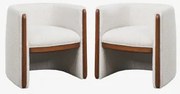 Set Van 2 Fauteuils Met Armleuningen Van Hout En Bouclé Stof Bekasi Bouclé Gebroken Wit - Sklum