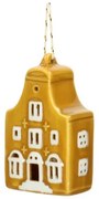 Hanger, huisje, porselein, geel, 7 cm