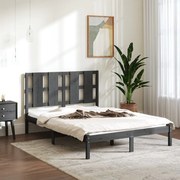 vidaXL Bedframe massief hout grijs 135x190 cm 4FT6 Double