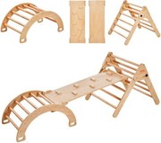 VEVOR Pikler Triangle Set, 5-in-1 klimtoestel voor peuters, binnenspeeltuin, Montessori klimset met driehoek, helling en boog, groot houten klimrek voor peuters van 1-3 jaar, houtkleur