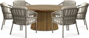 Tuinset Ronde Tuintafel 6 personen 180 cm Rope Taupe  Santika Furniture Santika
