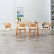 vidaXL Eetkamerstoelen 6 st gebogen hout en kunstleer crème