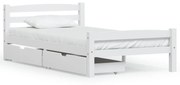 vidaXL Bedframe met 2 lades massief grenenhout wit 90x200 cm