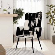 vidaXL Fauteuil harig echt leer zwart en wit