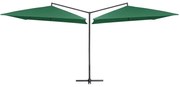 vidaXL Parasol dubbel met stalen paal 250x250 cm groen