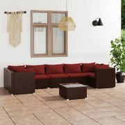 vidaXL 8-delige Loungeset met kussens poly rattan bruin