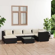 vidaXL 7-delige Loungeset met kussens poly rattan zwart