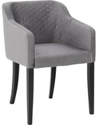 Goossens Eetkamerstoel Peda grijs stof met armleuning, elegant chic