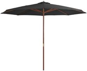 vidaXL Parasol met houten paal 350 cm antraciet