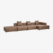 3-delige Chaise Longue Modulaire Bank Rechts Met Pof (↔︎450 Cm) Bruna Bruin Koffie Suède - Sklum