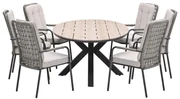 Garden Impressions Aleria tuinset 7-delig taupe - Tulli tuintafel 220x115xH75 cm - light teak vironwood
