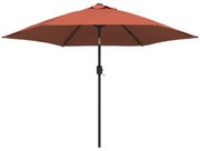 vidaXL Parasol met LED-verlichting en stalen paal 300 cm terracotta