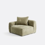 Halfzits met armleuning links voor modulaire eenheden, in jacquard chenille, AMAD