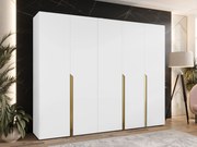 Kledingkast Hartford 582, Gouden, Wit, 202x250x52cm, 173 kg, Kledingkast deuren: Met scharnieren