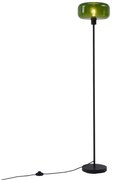 Retro vloerlamp zwart met groen glas - Bizle