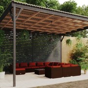 vidaXL 13-delige Loungeset met kussens poly rattan bruin