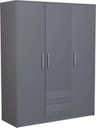 Kledingkast Cavmero 102, Antraciet, 190x150x56cm, 117 kg, Kledingkast deuren: Met scharnieren, Aantal planken: 4, Aantal planken: 4