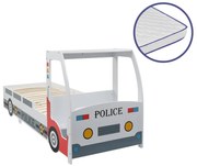 vidaXL Kinderbed politieauto met traagschuim matras 90x200 cm