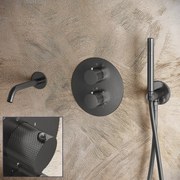 Saniclear Iron Curved inbouw badkraan rond verouderd ijzer - gunmetal