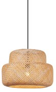 Japandi hanglamp zwart met bamboe- KeaJapandi E27 Scandinavisch rond Binnenverlichting Lamp