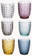 Waterglazen Geometrie met structuurpatroon, 6-delig