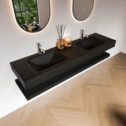 Zaro Alan badmeubel 170cm met planchet urban en vrijhangende wastafel cloud dubbel 2 kraangaten urban