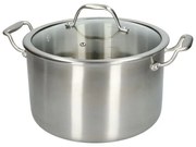 Kookpan met glazen deksel, 3-laags, rvs, PFAS-vrij,Ø24 cm