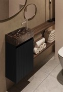 Fontana Dark Emperador toiletmeubel met ribbelfront 40cm zwart mat