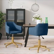 vidaXL Eetkamerstoelen draaibaar 2 st fluweel blauw