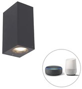 Buitenlamp Smart wandlamp grijs van kunststof Incl. 2 Wifi GU10 - Baleno Modern GU10 IP44 Buitenverlichting