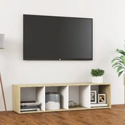 vidaXL Tv-meubel 142,5x35x36,5 cm spaanplaat wit sonoma eikenkleurig