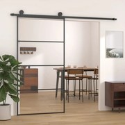 vidaXL Schuifdeur 102,5x205 cm aluminium en ESG-glas zwart