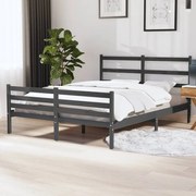 vidaXL Bedframe massief grenenhout grijs 140x190 cm