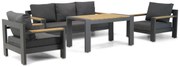 Stoel en Bank Loungeset 5 personen Aluminium/Aluminium/teak Grijs  Lifestyle Garden Furniture Milano