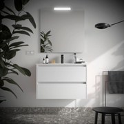 Muebles Project badmeubel 90cm met 2 lades en wastafel wit mat