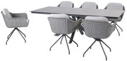 4 Seasons Outdoor Focus dining set silvergrey met Minerva tafel HPL blad dark grey 220 cm  Tuinset    antraciet weerbestendig