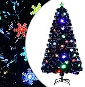 vidaXL Kerstboom met LED-sneeuwvlokken 120 cm glasvezel zwart