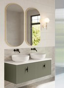 Muebles Ezra badmeubel ribbelfront 120cm legergroen met wit toppaneel zonder waskom