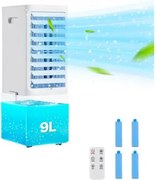 VEVOR Verdampingskoeler, 9 L, 15574 L/min, 3-in-1 draagbare airconditioner met 12-uurs timer en afstandsbediening, 3-traps luchtkoeler met 2 koelboxen, airconditioner, ideaal voor binnen- en buitengebruik