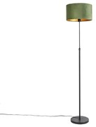 Vloerlamp zwart met velours kap groen met goud 35 cm - Parte